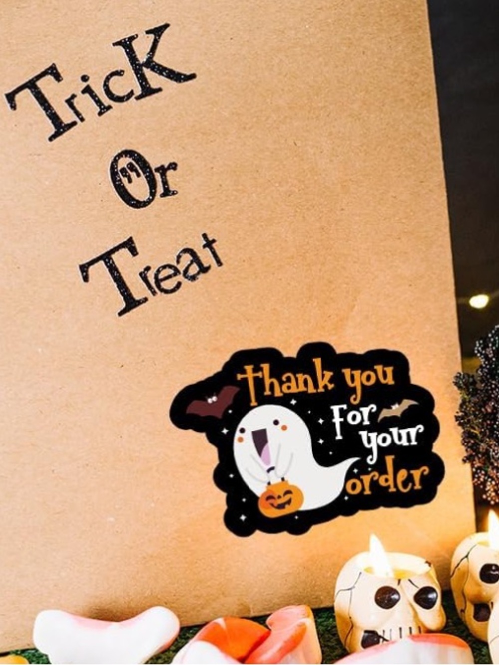 NEW! 👻 50 Thank you for your order Ghost 1.5 inch Stickers - Picture 5 of 5
